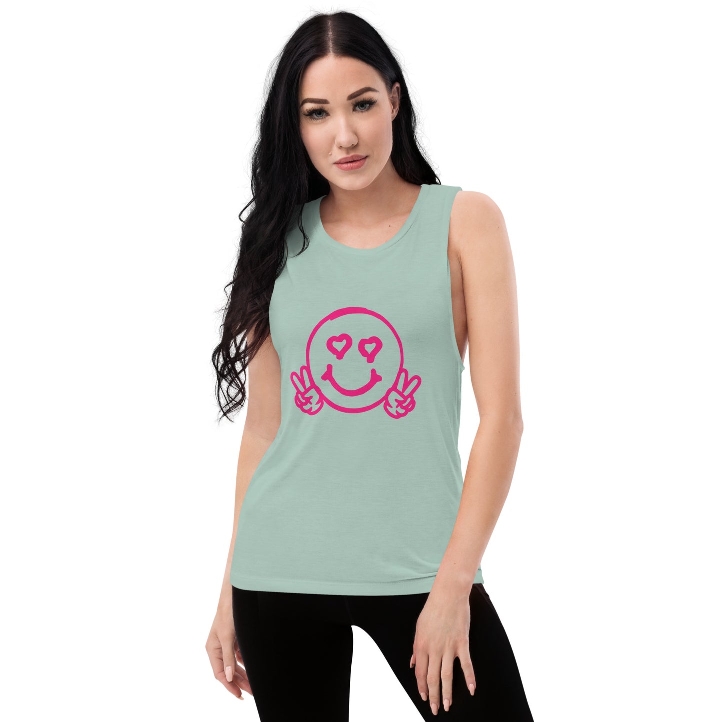 Ladies’ Smiley Face Muscle Tank