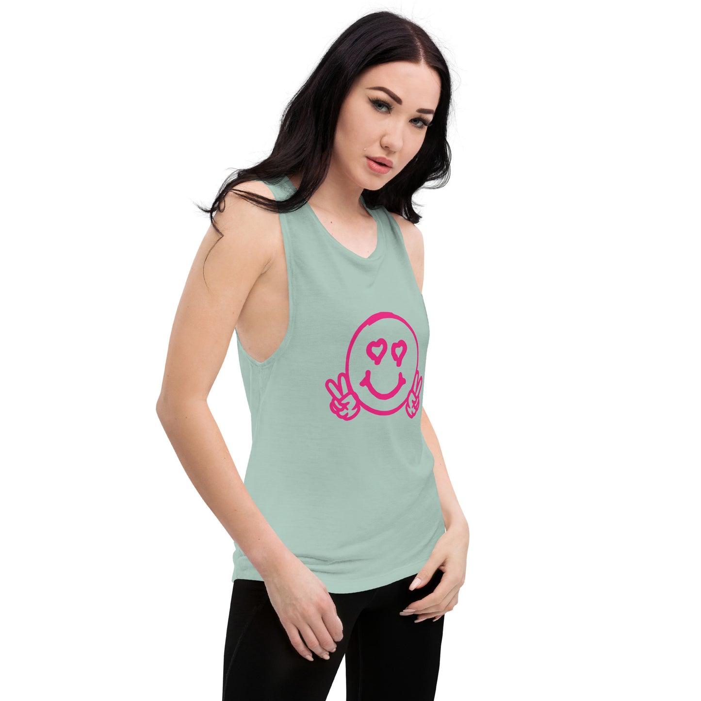 Ladies’ Smiley Face Muscle Tank