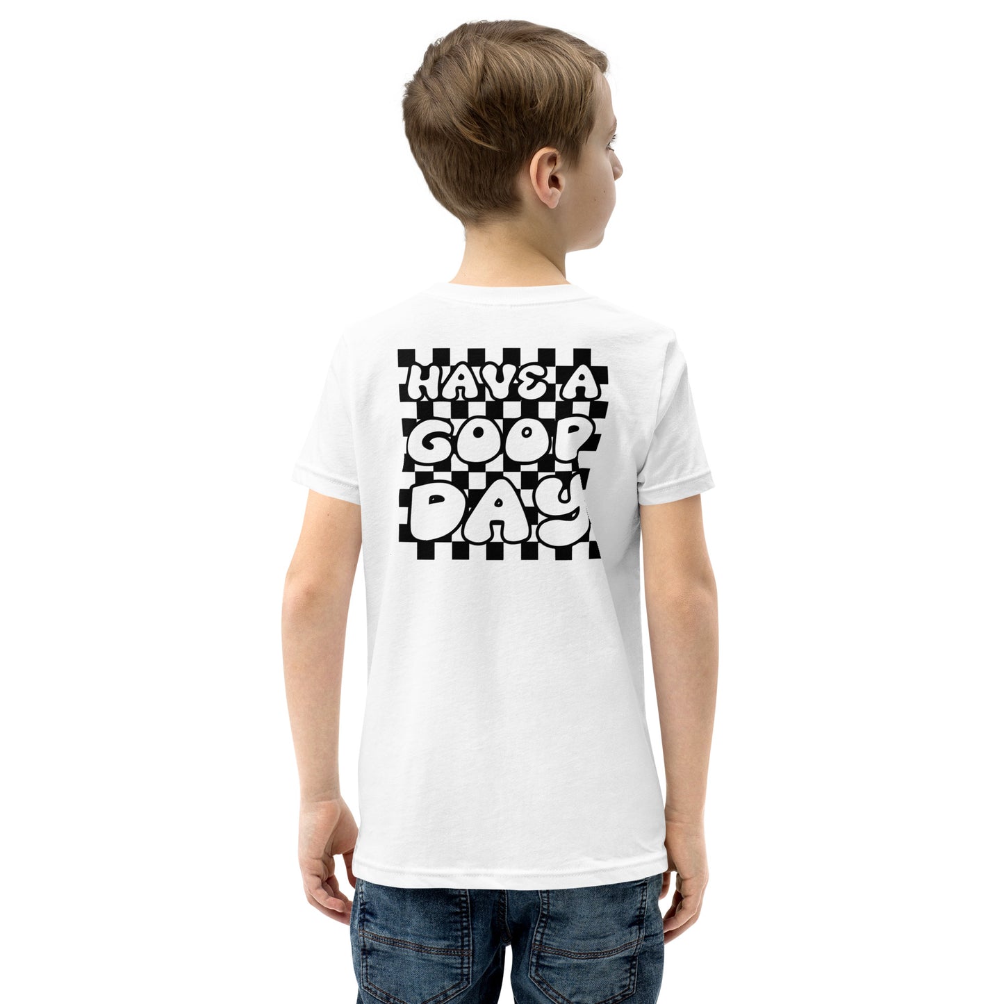 Boy's Youth Short Sleeve T-Shirt, Black Text