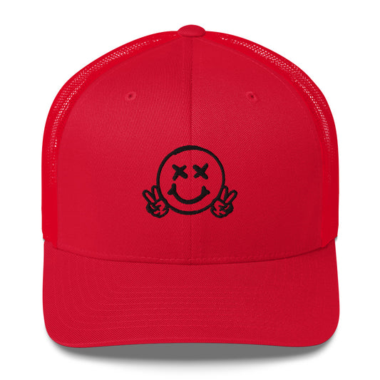 Trucker Cap Happy Face Peace Sign Hat (designed helped design)