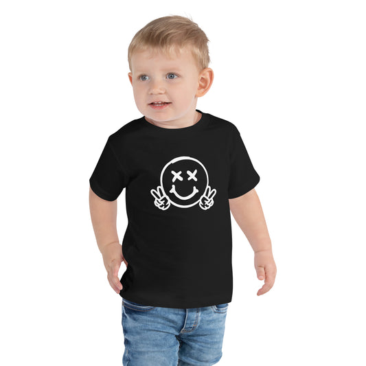 Boy's Toddler Smiley Face (X) Short Sleeve Tee, Have A Good Day on Back
