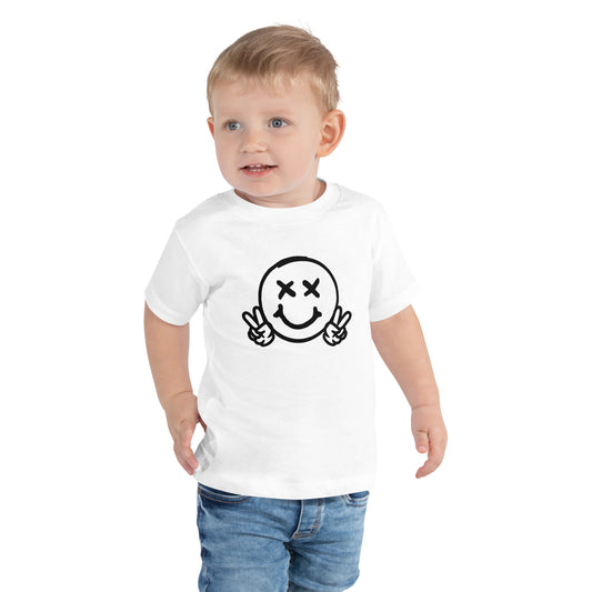 Boys Toddler Smiley Face (X) Short Sleeve Tee, Have A Good Day on Back