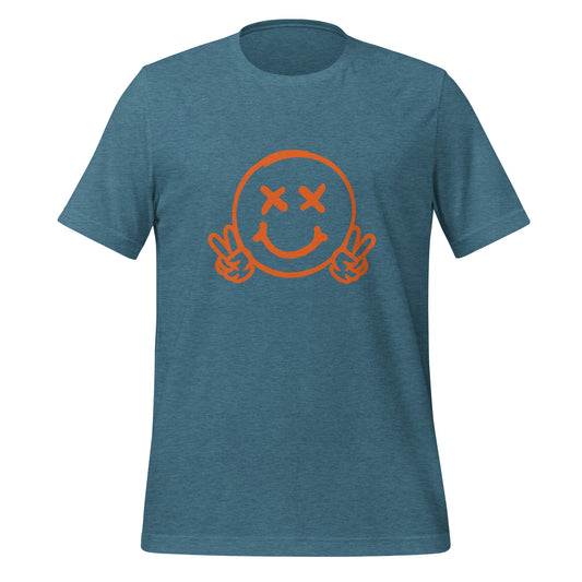 Men's Smiley Face (X) Orange Text t-shirt, "Have A Nice Day" on Back