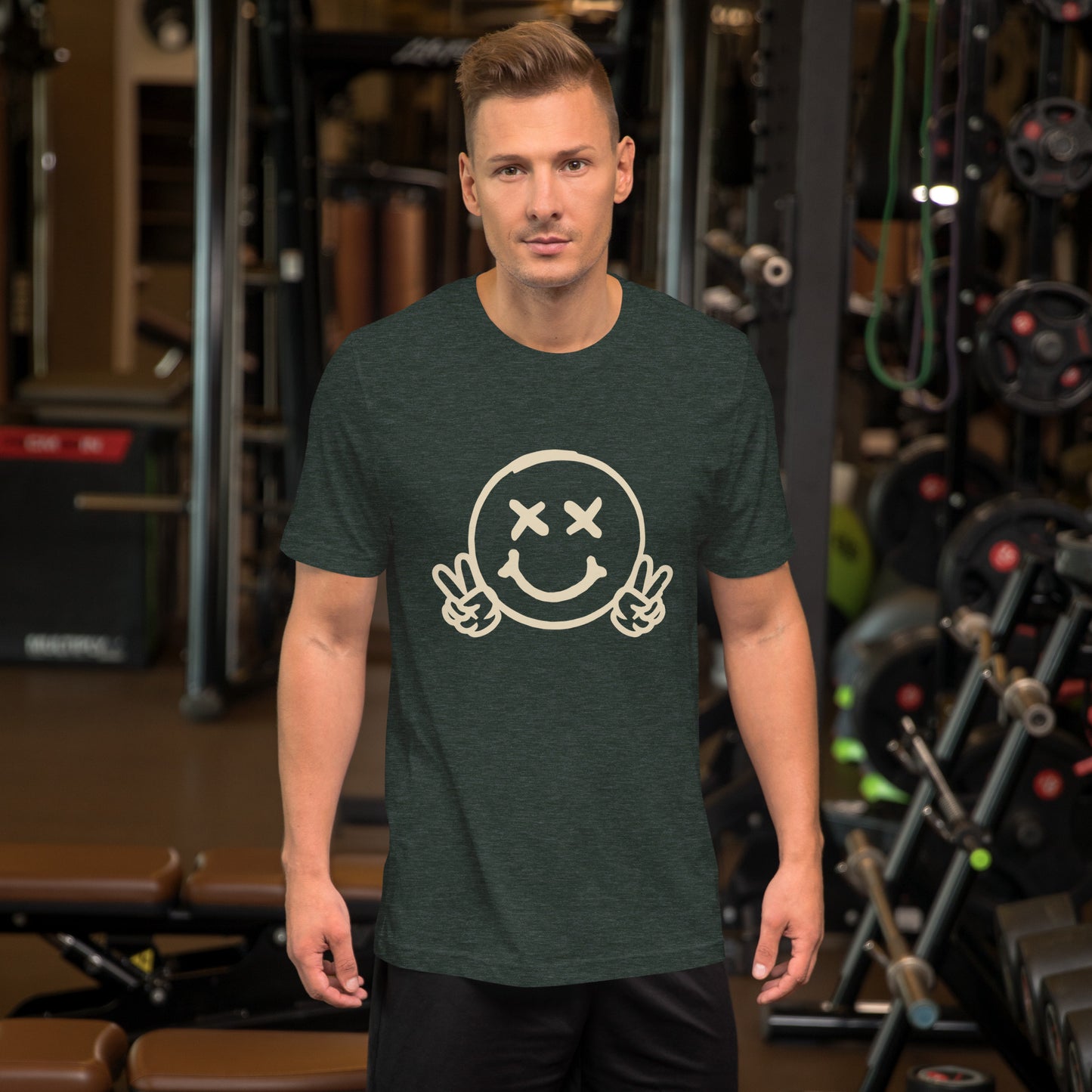 Men's Smiley Face t-shirt with "Have A Good Day" on back