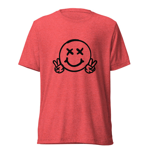 Men's Smiley Face (X) Red Short sleeve t-shirt with Black Text