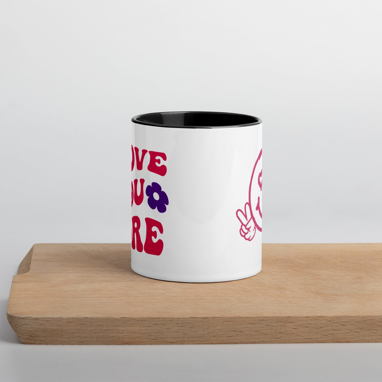 Smiley Face / I Love You More Mug with Black Color Inside