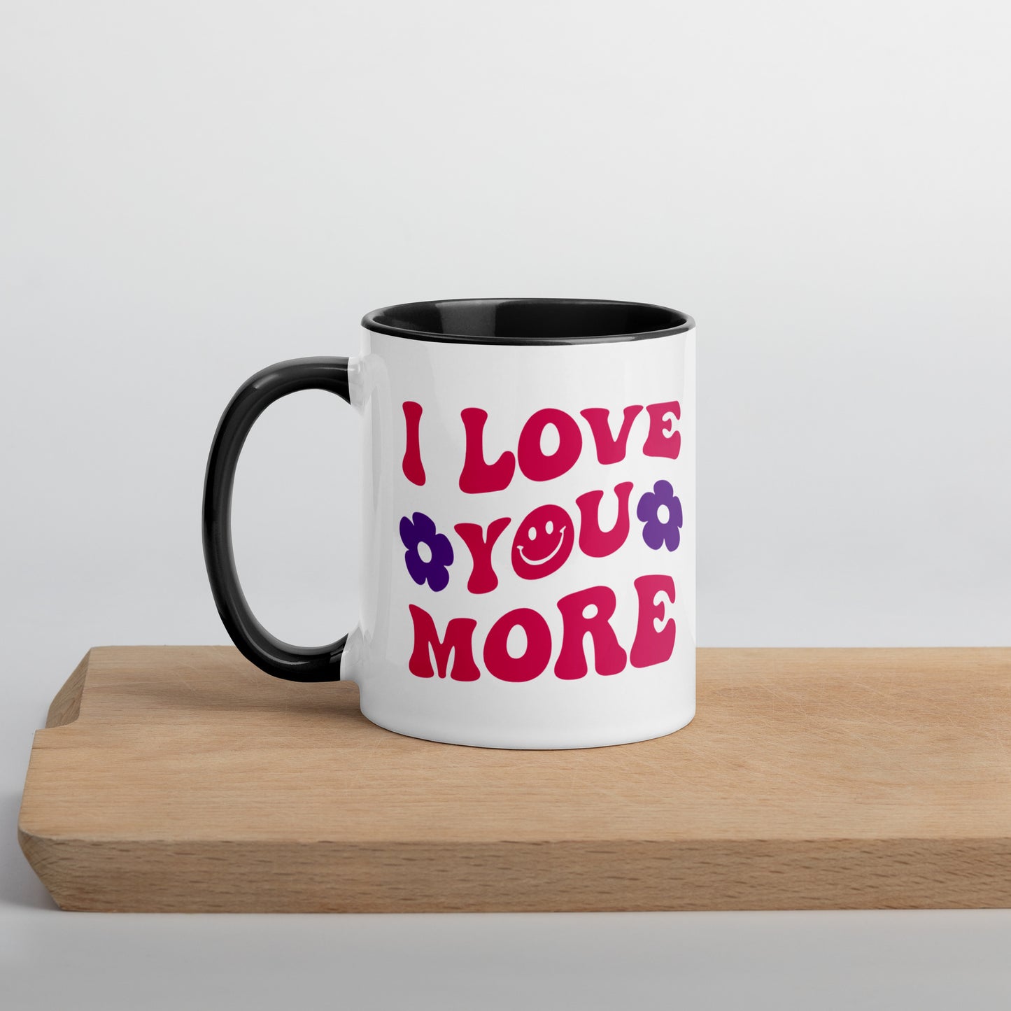 Smiley Face / I Love You More Mug with Black Color Inside