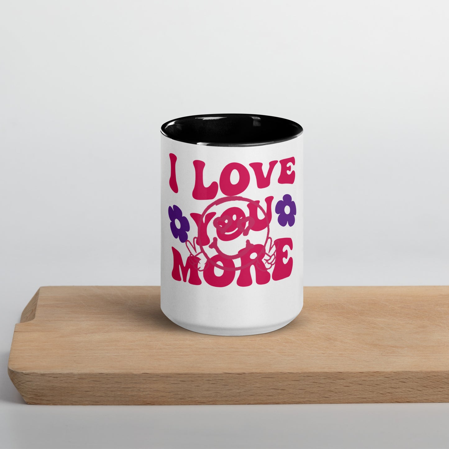 Smiley Face / I Love You More Mug with Black Color Inside